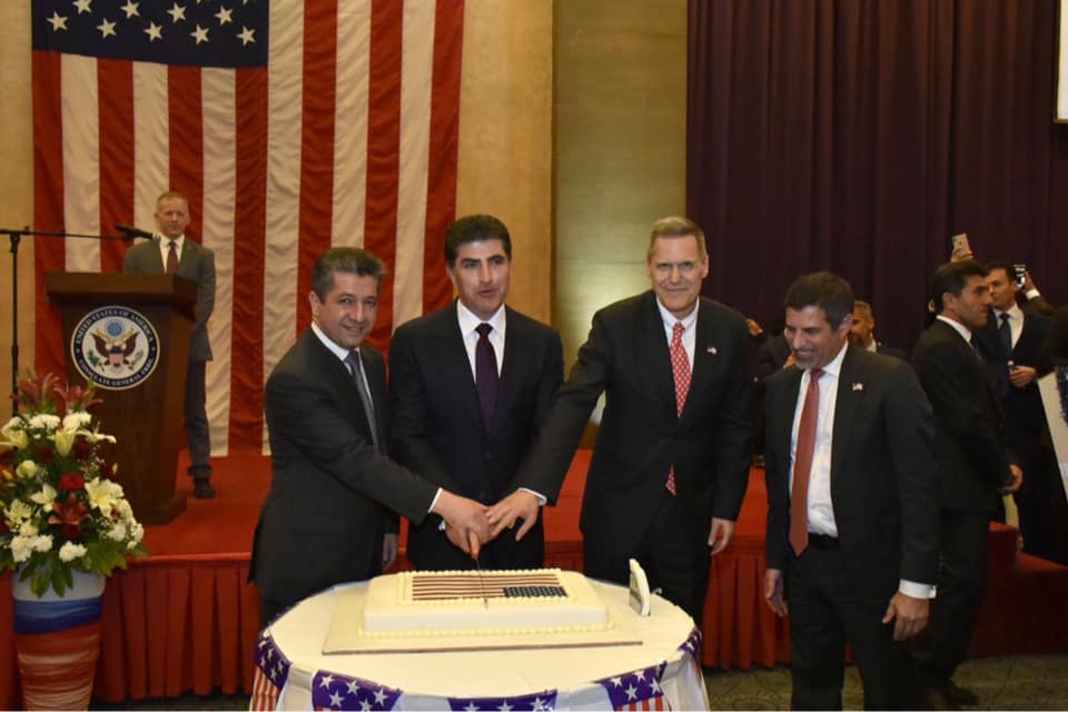 Senior Kurdish officials and US diplomats celebrate the 4th of July - America’s Independence Day - in Erbil, July 3, 2019. (Photo: Nechirvan Barzani's press office)